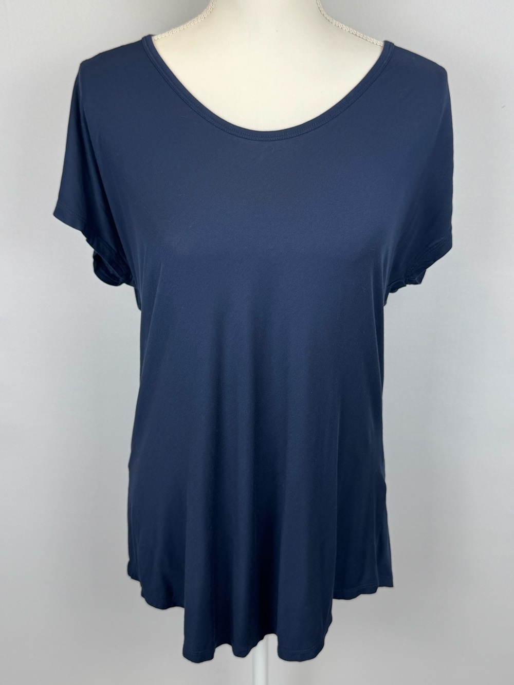 Lands' End Navy Blue Scoop Neck Dolman Sleeve Jersey Top Medium Neutral